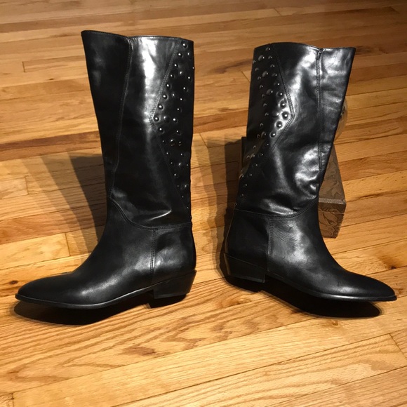 Grommets Studs SlipOn Riding Knee Rock Moto Chunky Biker Leather rave block flat - Picture 3 of 8